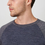 Raglan Cut Jacquard Woolen Pullover // Gray Melange (S)