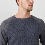 Raglan Cut Jacquard Woolen Pullover // Gray Melange (S)