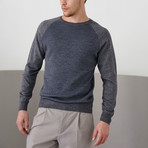 Raglan Cut Jacquard Woolen Pullover // Gray Melange (S)