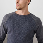 Raglan Cut Jacquard Woolen Pullover // Gray Melange (S)