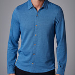 Casual Jacquard Jersey Shirt // Blue (XL)