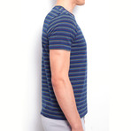 Striped Indigo Dye Jersey T-Shirt // Indigo Blue (XS)