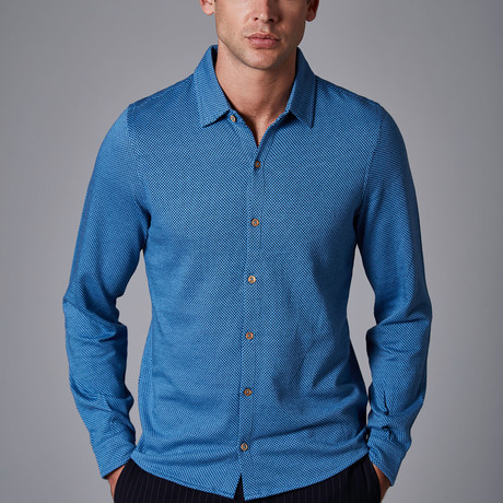 Casual Jacquard Jersey Shirt // Blue (XS)
