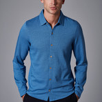 Casual Jacquard Jersey Shirt // Blue (XL)