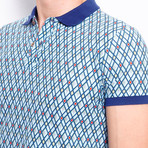 Polo Shirt With Diamond Print // Navy Blue (2XL)