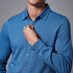 Casual Jacquard Jersey Shirt // Blue (XL)