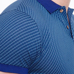 Polo Shirt With Allover Geometric Print // Navy Blue (M)