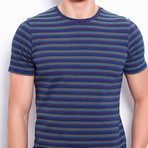 Striped Indigo Dye Jersey T-Shirt // Indigo Blue (XS)