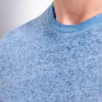 Linen Vintage T-Shirt + Embroidery // Royal Blue (L)