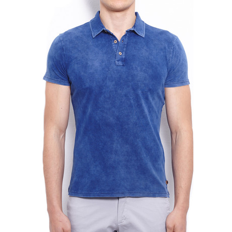Indigo Dye Polo Shirt + Vintage Effect // Indigo Blue (XS)