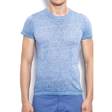 Linen Vintage T-Shirt + Embroidery // Royal Blue (XS)