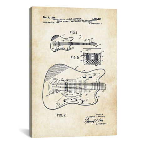 Fender Guitar (1966) (12"W x 18"H x 0.75"D)