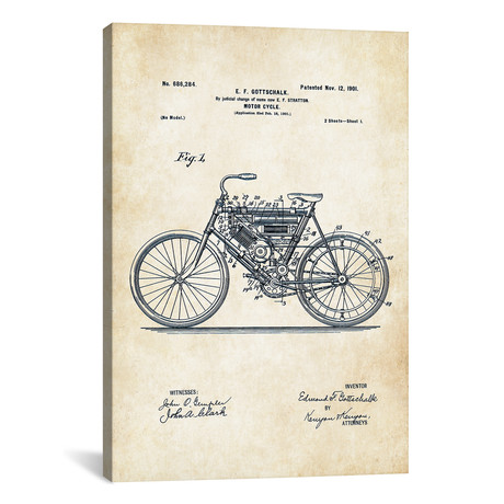 Early Motorcycle (1901) (12"W x 18"H x 0.75"D)