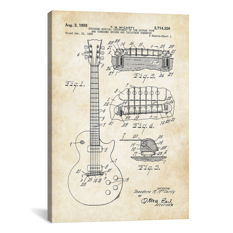Gibson Les Paul Guitar (1955) // Patent77 (12"W x 18"H x 0.75"D)