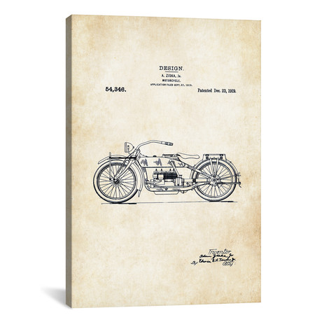 Harley Davidson Motorcycle (1919) (12"W x 18"H x 0.75"D)