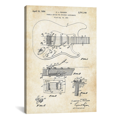 Fender Stratocaster Guitar (1956) // Patent77 (12"W x 18"H x 0.75"D)