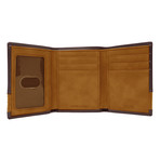 Suede Embossed Tri-Fold Wallet (Brown)