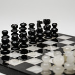 Small // Black + White Onyx Polished Chess Set