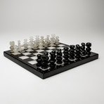 Small // Black + White Onyx Polished Chess Set