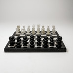 Small // Black + White Onyx Polished Chess Set