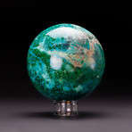 Large // Genuine Polished Chrysocolla Sphere + Round Acrylic Stand