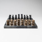 Small // Black Onyx + Brown Onyx Polished Chess Set