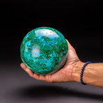 Large // Genuine Polished Chrysocolla Sphere + Round Acrylic Stand