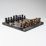 Small // Black Onyx + Brown Onyx Polished Chess Set