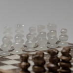 Small // Brown Onyx + White Onyx Polished Chess Set