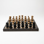 Small // Black + Brown Onyx Polished Chess Set