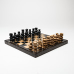 Small // Black + Brown Onyx Polished Chess Set