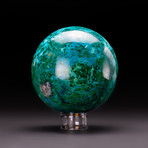 Large // Genuine Polished Chrysocolla Sphere + Round Acrylic Stand