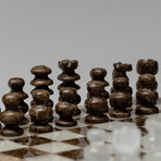 Small // Brown Onyx + White Onyx Polished Chess Set