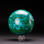 Large // Genuine Polished Chrysocolla Sphere + Round Acrylic Stand