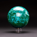 Large // Genuine Polished Chrysocolla Sphere + Round Acrylic Stand