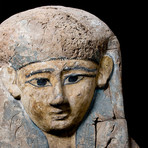 Original Egyptian Monumental Upper Sarcophagus Lid in Polychrome Wood // Egypt Site dynasty, Ca. 711-­332 BC