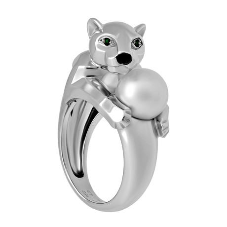 Cartier 18k White Gold Multi-Stone Panther Ring // Ring Size: 6 // Pre-Owned