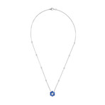 Estate 14k White Gold Flower Diamond + Sapphire Necklace // Pre-Owned