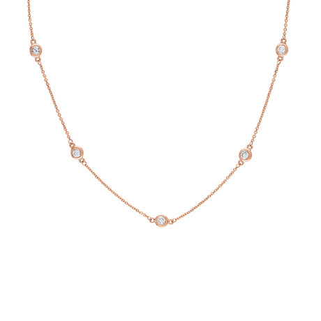 Estate 14k Rose Gold Diamond By the Yard Necklace // Pre-Owned