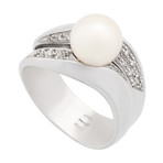 Salvini 18k White Gold Diamond + Pearl Ring // Ring Size: 7 // Pre-Owned