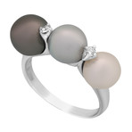 Salvini 18k White Gold Diamond + Pearl Ring // Ring Size: 7.25 // Pre-Owned