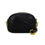 Small Quilted Crossbody // Black + Gold