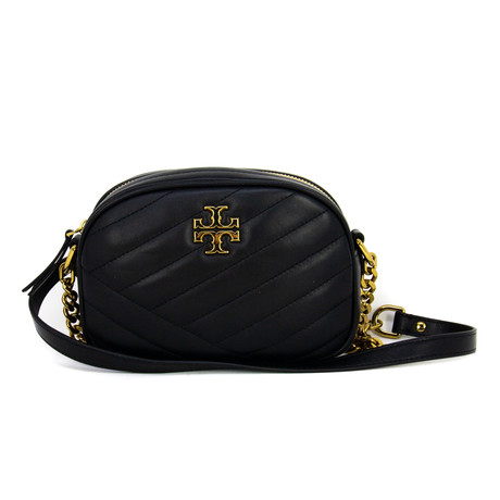 Small Quilted Crossbody // Black + Gold