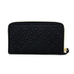 Zip-Around Quilted Wallet // Black + Gold