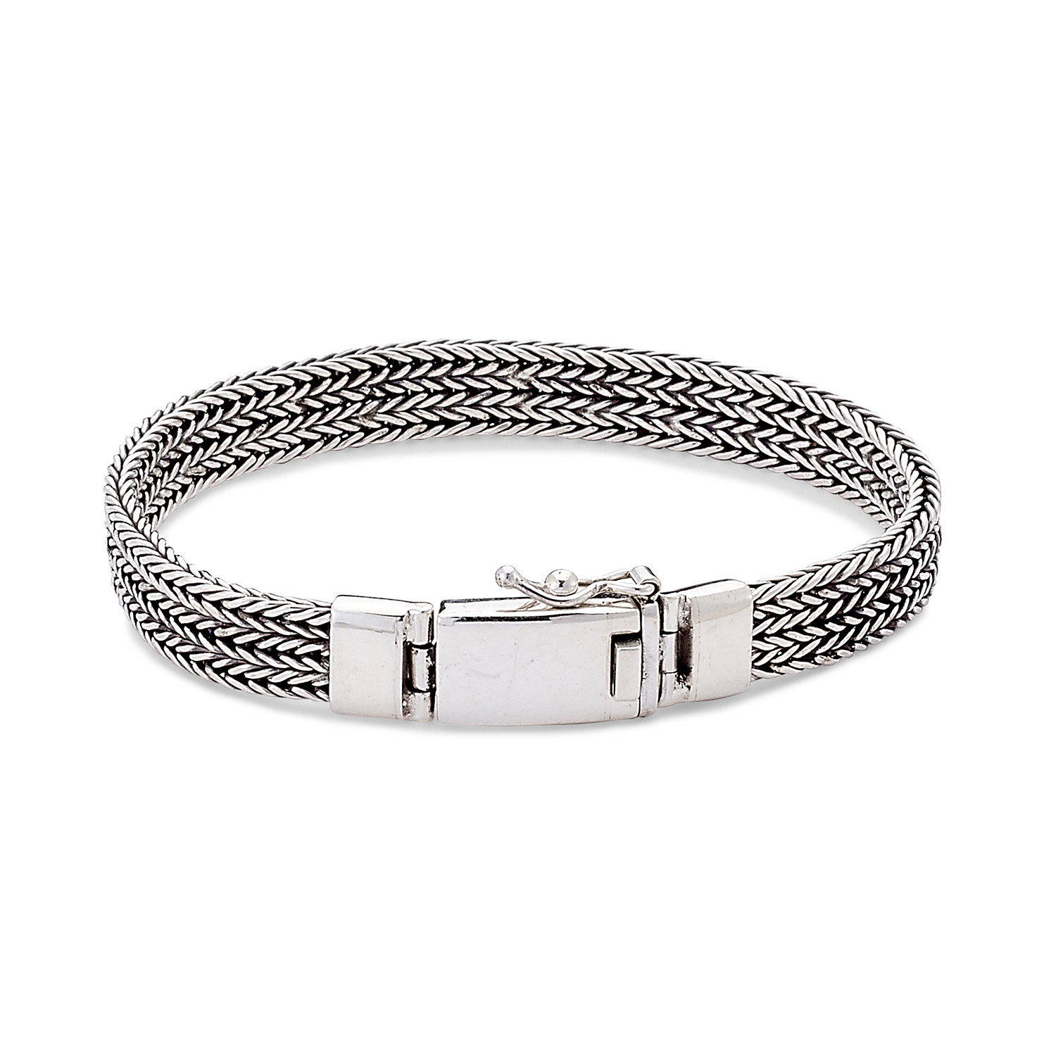 Sterling Silver Woven Chain Bracelet // Slide Insert Lock - Samuel B ...