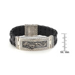 Sterling Silver + Leather Dragon Bracelet // Black