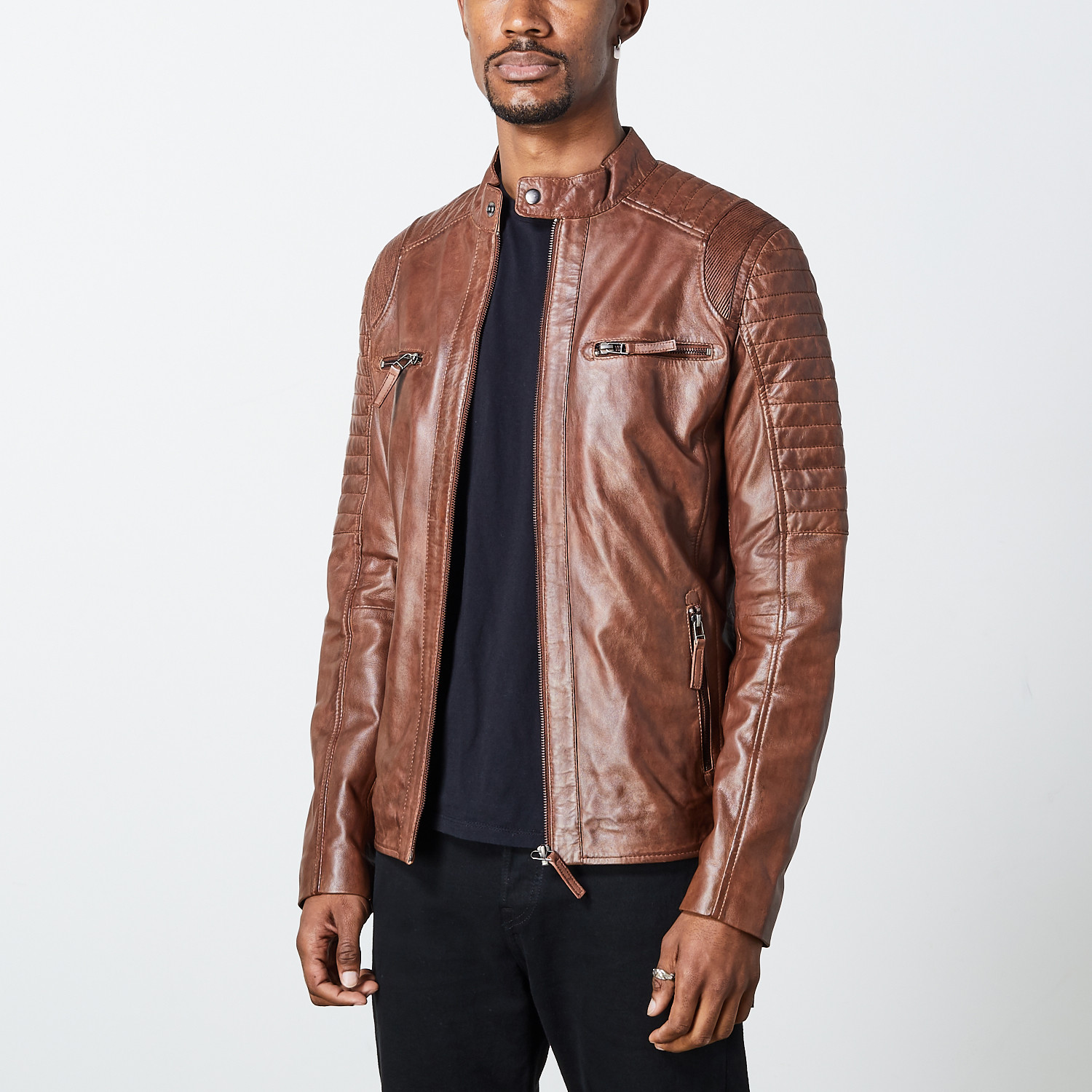 Nathanael Leather Jacket // Dark Tan (XL) - Everest Leatherwear LTD ...