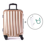 Super Charged Carry-On Spinner + Integrated Power Pack + Green Cable (Brushed Chrome)