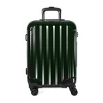 Super Charged Carry-On Spinner + Integrated Power Pack + Green Cable (Brushed Chrome)