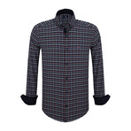 Casper Dress Shirt // Navy + Bordeaux (XL)